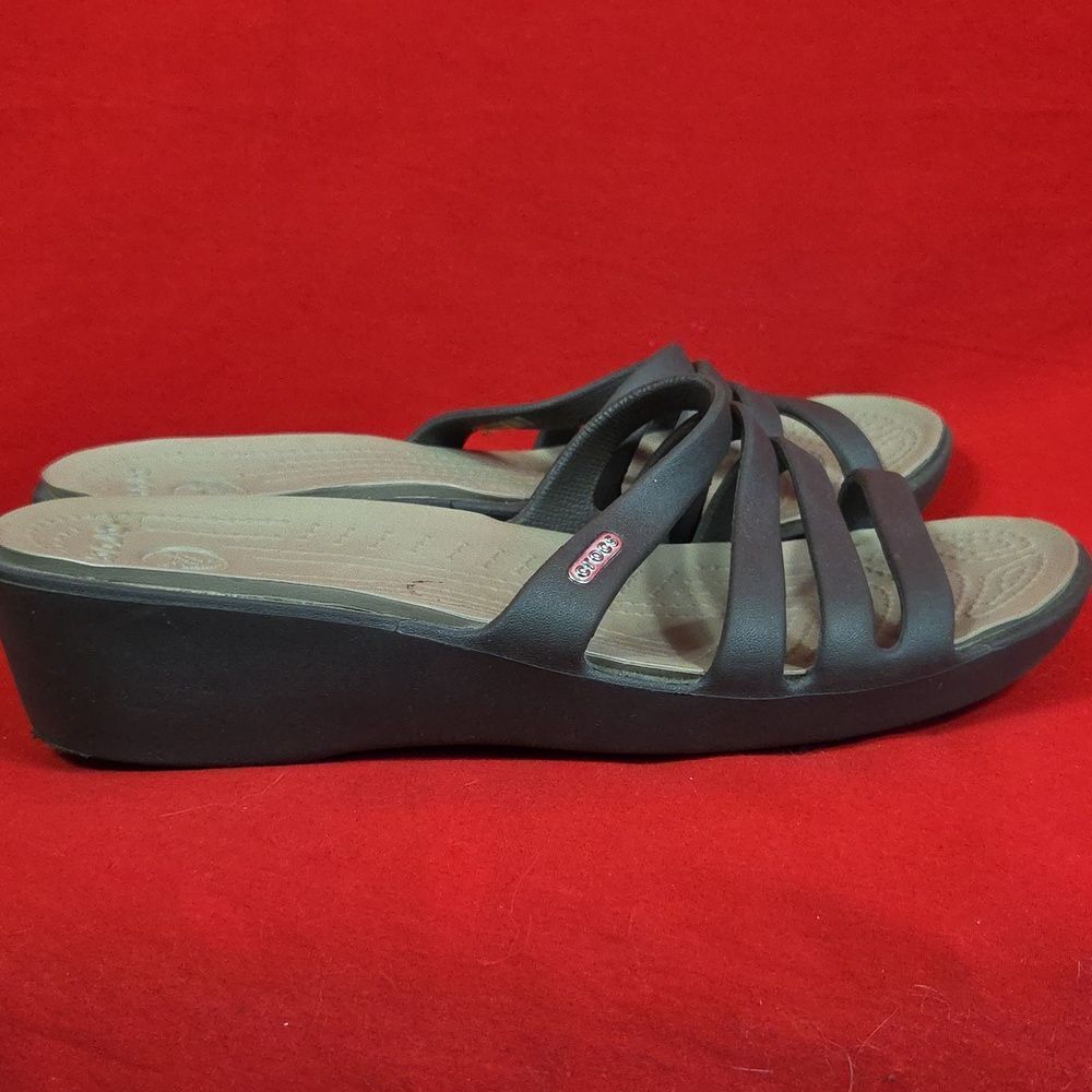 CROCS Rhonda Wedge‎ Sandal Brown Womens Size 10